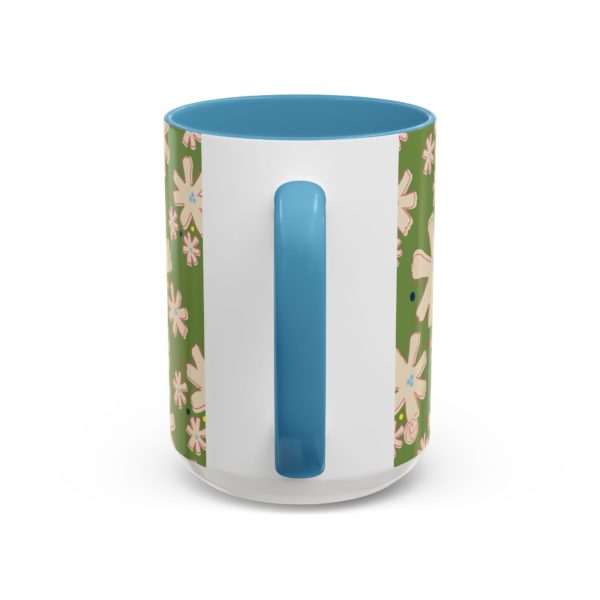 Green Mod Flower with Blue Accent Coffee Mug (15oz) - Image 5