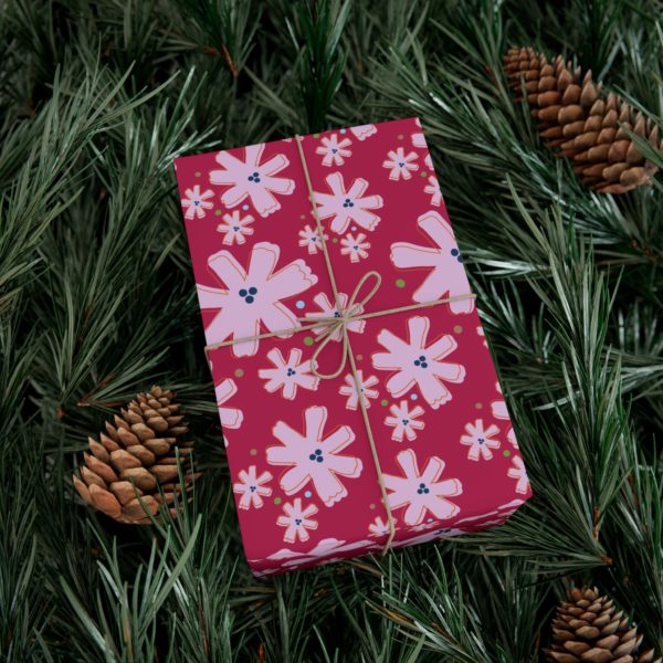 Mod Pink Flowers Gift Wrap Paper