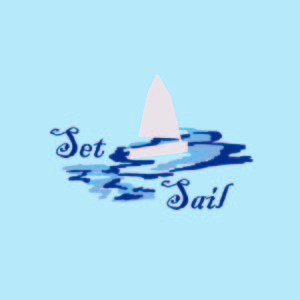 Set sail illustration on blue background